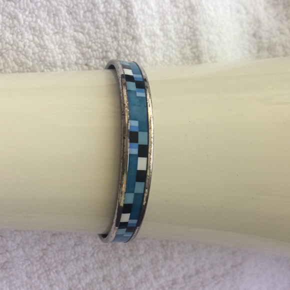 Hermès Blue Narrow Enamel Bangle Bracelet - Picture 7 of 8